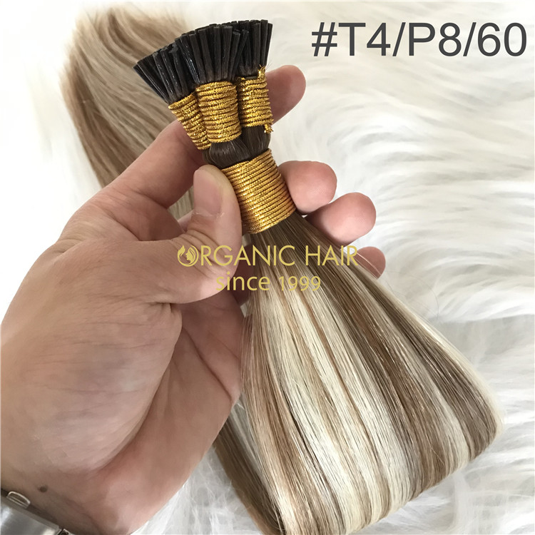 Customized human itip hair extensions #T4/P8/60 color X207